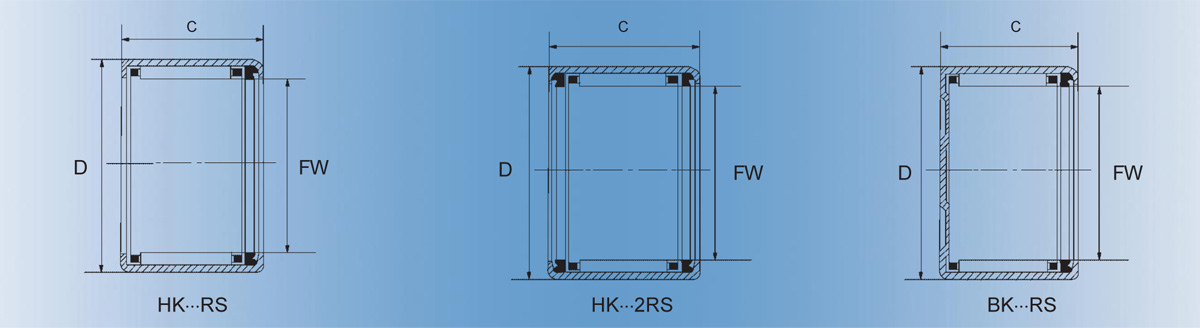 HK5024 2RS沖壓外圈有密封圈滾針軸承產(chǎn)品技術圖紙
