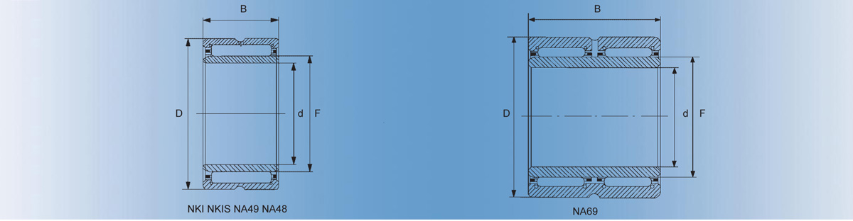 NA4826有內(nèi)圈實(shí)體套圈滾針軸承產(chǎn)品技術(shù)圖紙