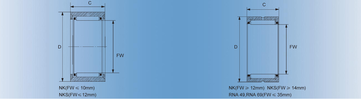 NK09/12無(wú)內(nèi)圈實(shí)體套圈滾針軸承產(chǎn)品技術(shù)圖紙